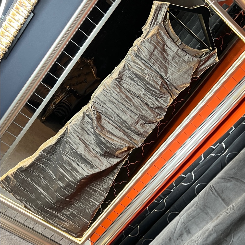 NEVER WORN Alex Evenings Metallic Taupe/Champagne Ruched Full-Length Gown 🥂
